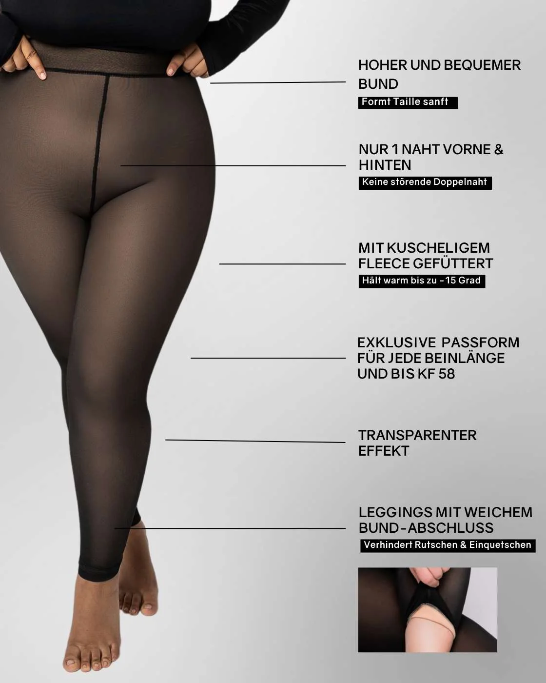 InvisiTights™ | gefütterte Leggings | Breiter Bund am Fuß - Image 7