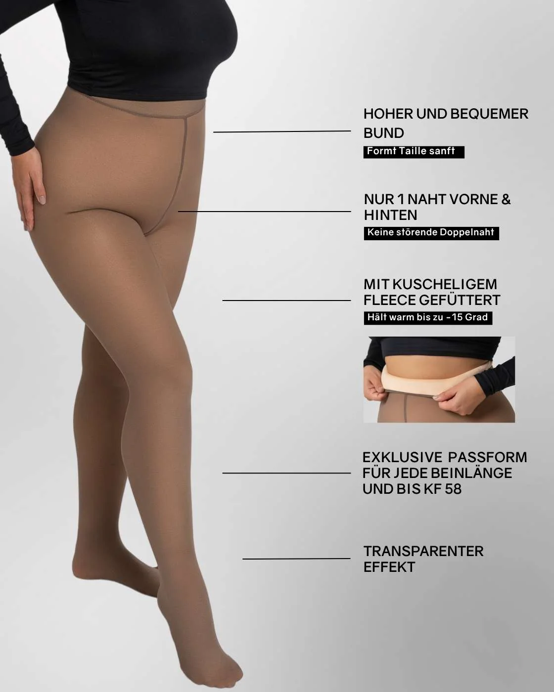 InvisiTights™ | gefütterte Strumpfhose mit einer Naht - Image 24