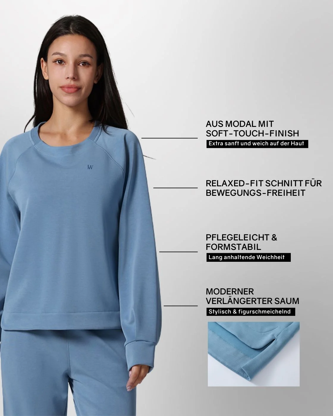 Loungewear - Langarmshirt mit High-Low-Schnitt - Image 6