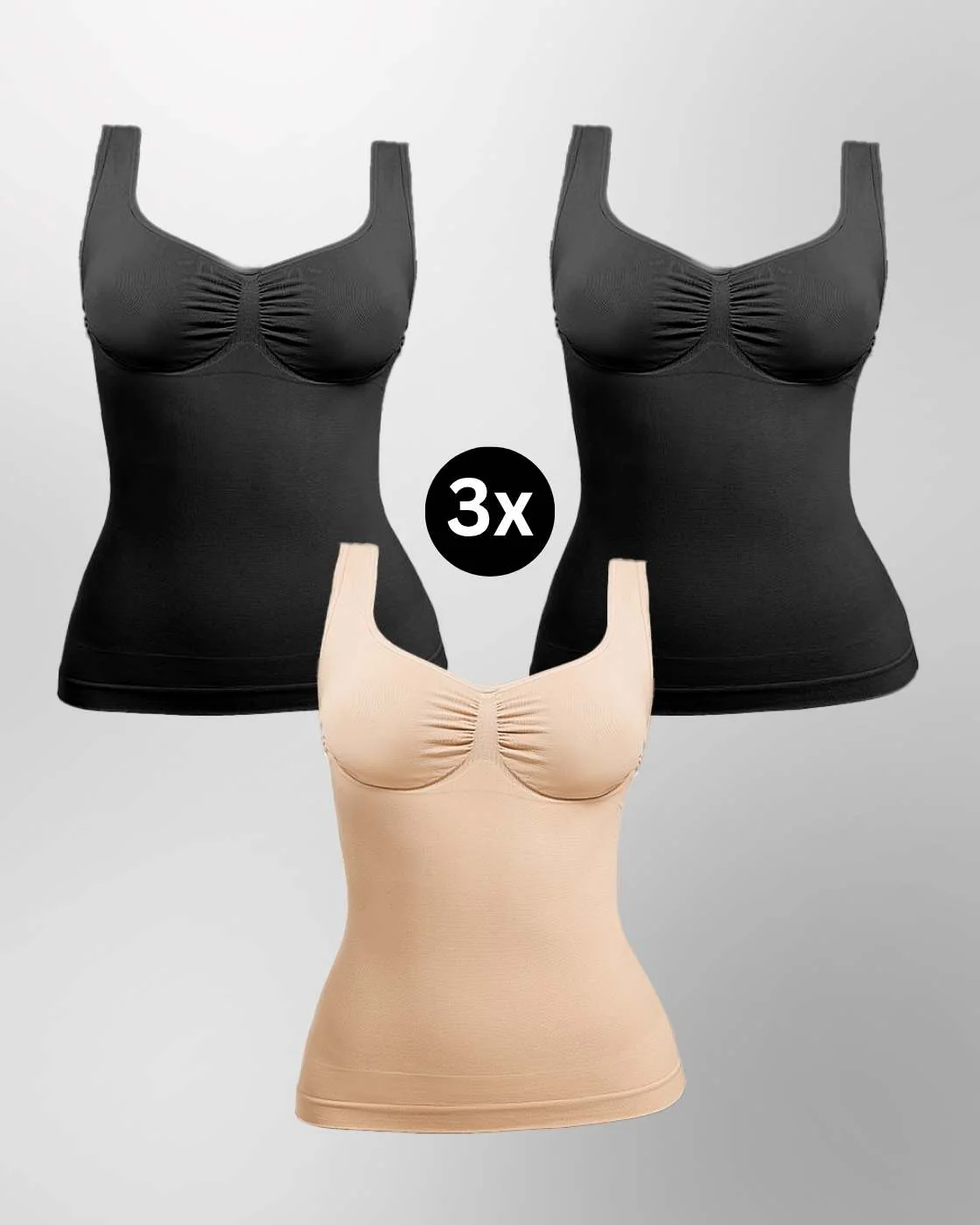 PREMIUM InvisiShape - Shaping Top mit Raffung - 3er Set - Image 17